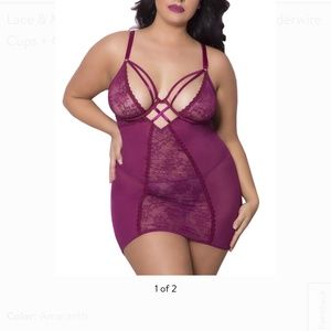 Lace Strappy Babydoll Lingerie w/ Underwire 1X 2X
